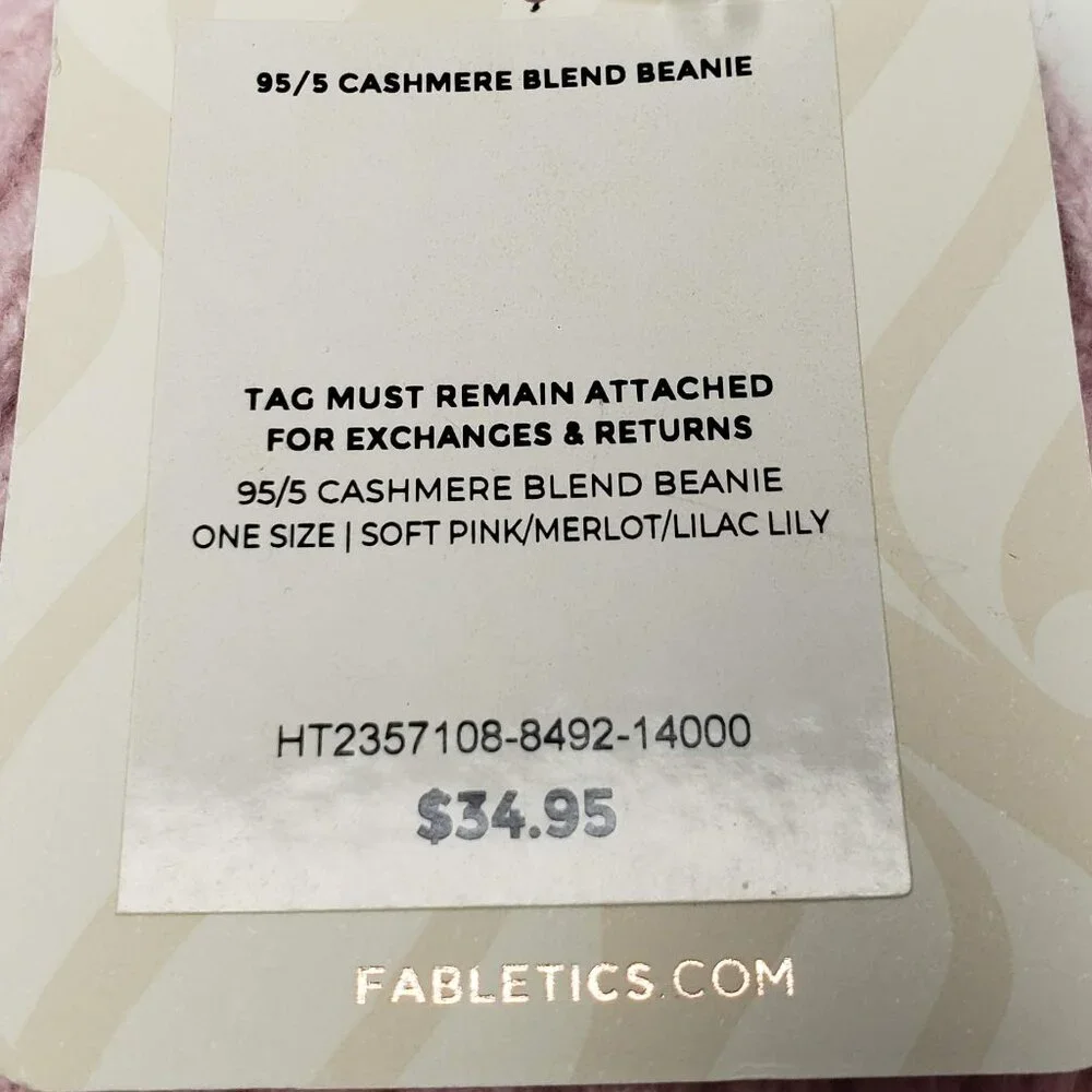 NWT Fabletics Cashmere‎ Blend Beanie Unisex Color Panel Ribbed Winter Wear OS